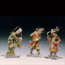 Three Painted Stucco Figures of Celestial Officers