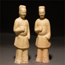 A pair of Straw Glazed Pottery Figures
