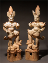 A Pair of Painted Pottery Lokapala on Demons