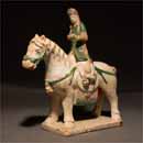 A Glazed Pottery Horse with Lady Rider 
