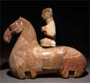 A Painted Pottery Horse Torso with Detachable Rider
