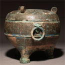 A Bronze Ding with A Pair of Loose Ring Handles and Cover