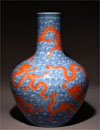 A Blue-Ground Red-Dragon-Decorated Vase - SOLD