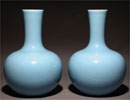 A Pair of Blue-Glazed Vases - SOLD