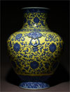 A Yellow-Ground Underglaze-Blue-Decorated Vases - SOLD