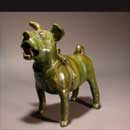 A Green-Glazed Pottery Dog