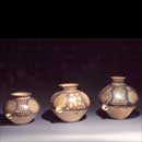 Three Earthenware Vessels with Mineral and Rain Pigments, Gansu Yang Shao Culture, Bansan Phase 