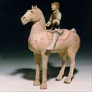 A Painted Pottery Horse with Rider