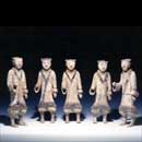 Five Painted Grey Earthenware Soldiers          