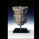 A Painted Sandstone Head of Buddha