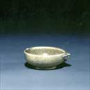 A Basin with Handle Decorated with Moulded Pattern under Greyish Green Glaze (Guan Ware)