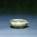 A Basin with Handle Decorated with Moulded Pattern under Greyish Green Glaze (Guan Ware)