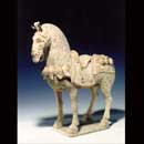 A Painted Grey Pottery Figure of a Horse 