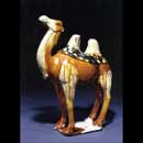 Rare Sancai-Glazed Figure of a Camel with Cobalt Blue