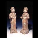 A Rare Pair of Painted Grey Pottery Soldiers