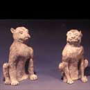 A Pair of Pottery Figures of a Tiger and a Monkey