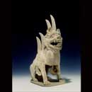 A Painted Grey Pottery Figure of an Earth Spirit, Zhen Mu Shou