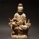 A Wooden Figure of a Seated Quan-yin