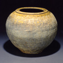 A Yellowish-Glazed Lei with Mould-Impressed Decor (Yueh Ware)