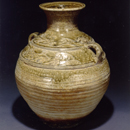 A Yellowish-Glazed Tall-Necked Hu with Two Loop-Handles (Yueh Ware)