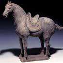 A Painted Grey Pottery Horse 